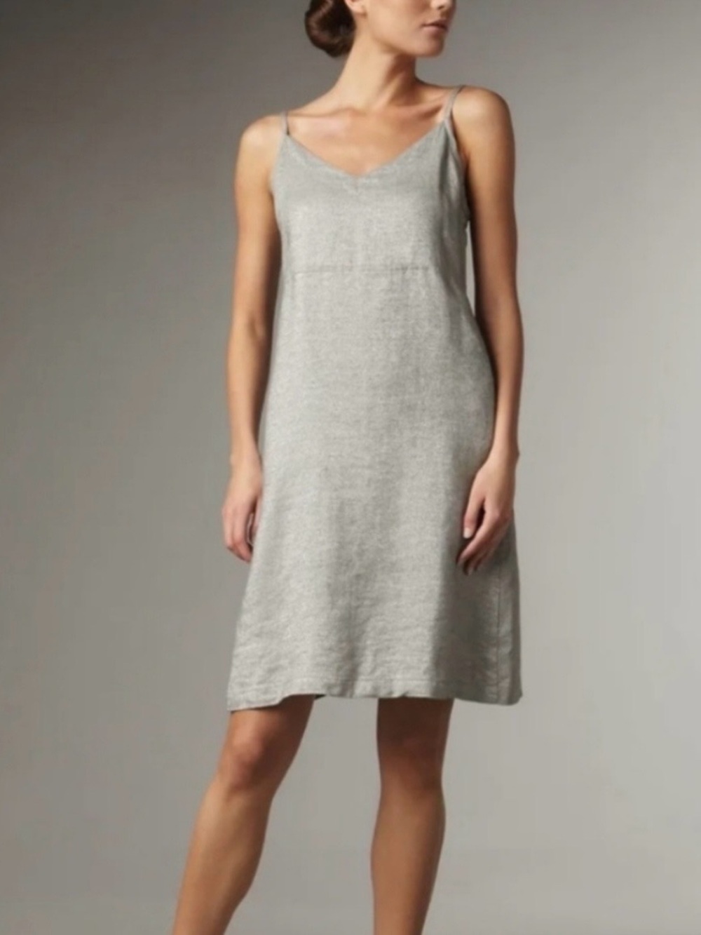 Eileen Fisher Twinkle Linen Silver Slip Dress